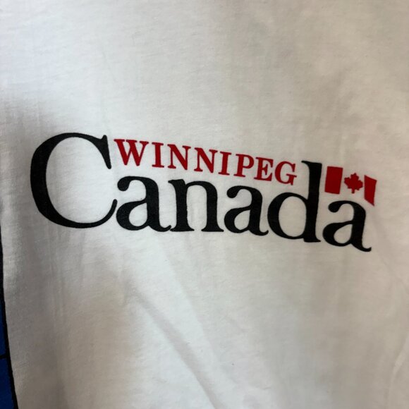 Vintage Single Stitch T-Shirt White Winnipeg Canada Flag Provinces  Size Medium - Picture 6 of 14